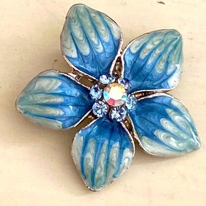 Vintage 90s Enamel & Rhinestones Broach